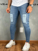 Calça Jeans Masculina Premium Skinny Detalhe Patche Caveira