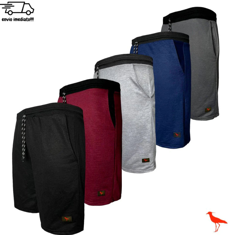 KIT 5 Bermudas Moletom Casual Unissex